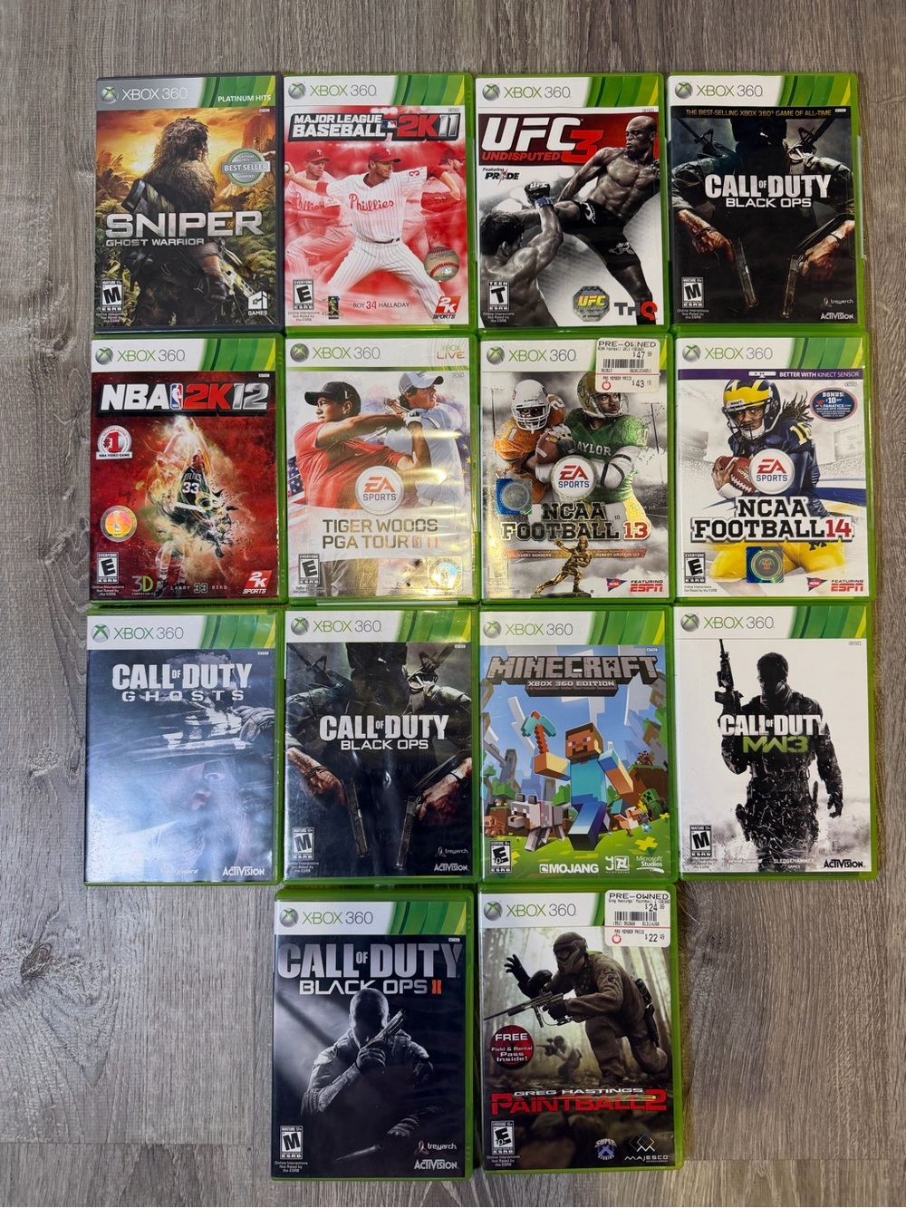 Xbox 360 Video Game Lot of 14 | Call of Duty, Minecraft, NCAA Football, Black Op